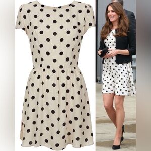 Topshop 'Florence' Cream Polka Dot Skater Dress-ASO Kate Middleton Royal